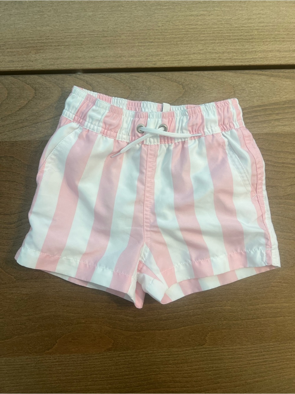 Janie and Jack Pink and White Striped Swim Shorts
